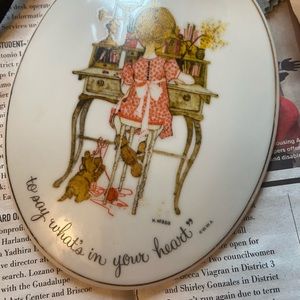 Vintage Holly Hobbie Porcelain Wall Hanging plaque